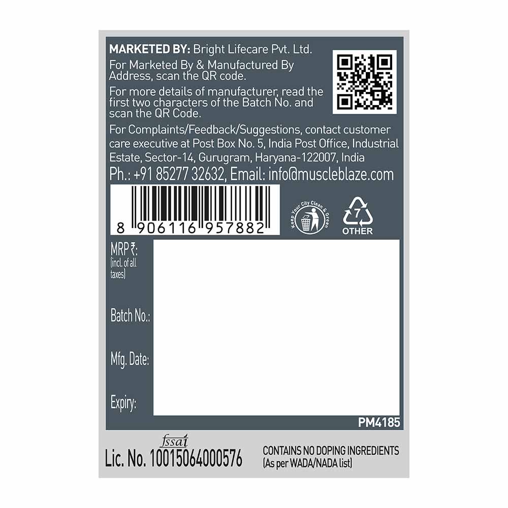 MuscleBlaze Xtreme-200 Pre-Workout Fruit Punch 100 g - label photo 3