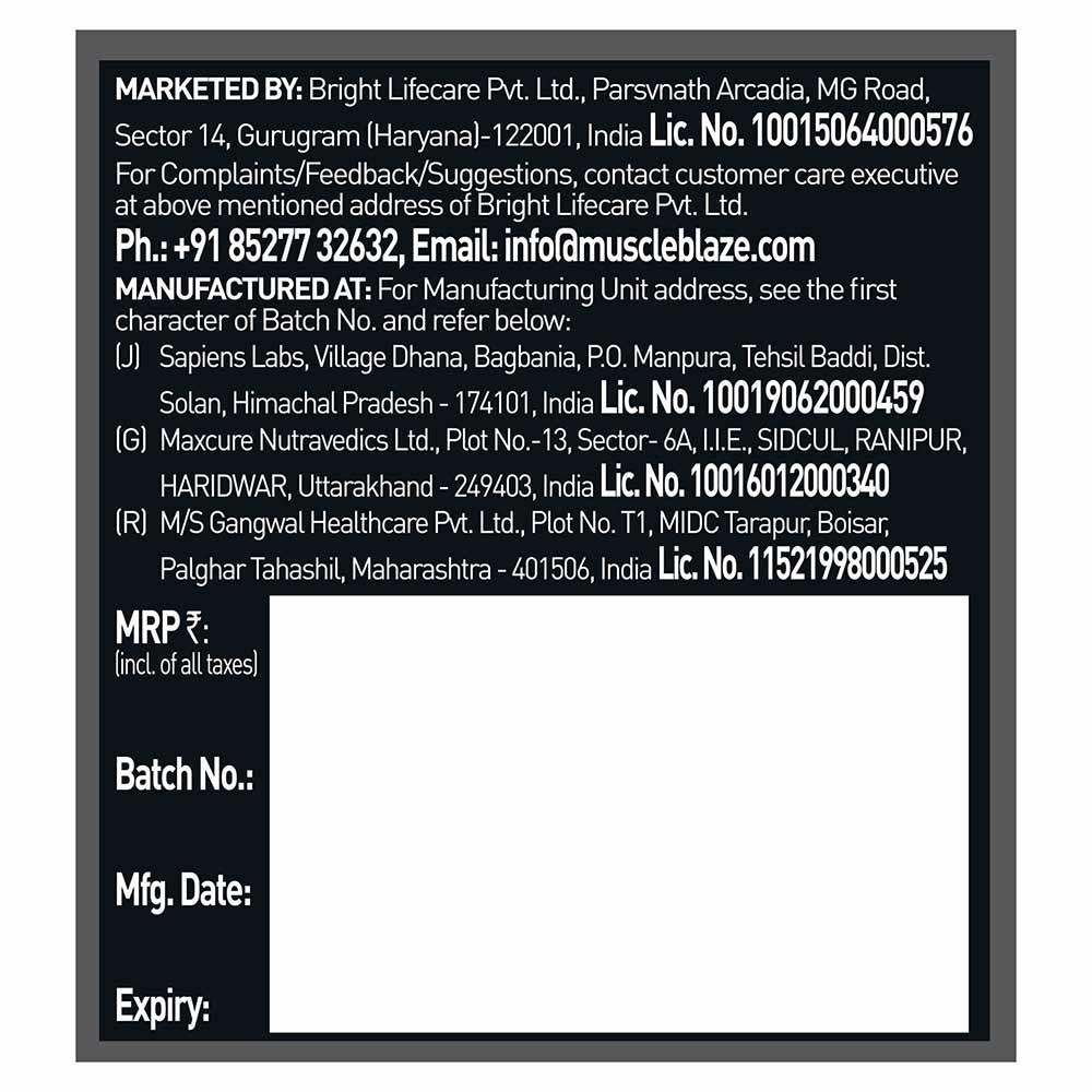 MuscleBlaze Creatine CreAMP Unflavoured 100 g - label photo 3