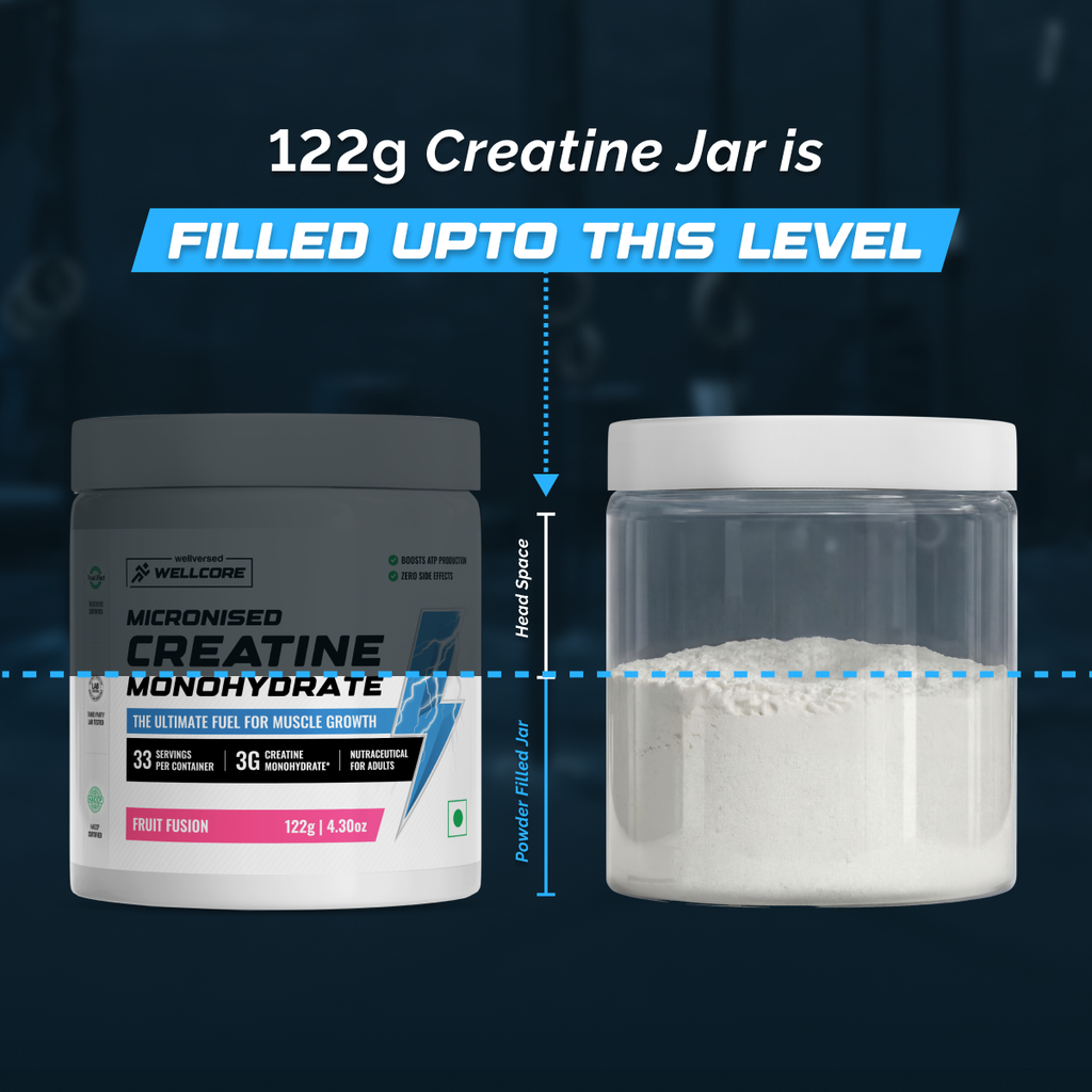 Wellcore Creatine Monohydrate Fruit Fusion 122 g - jar fill level