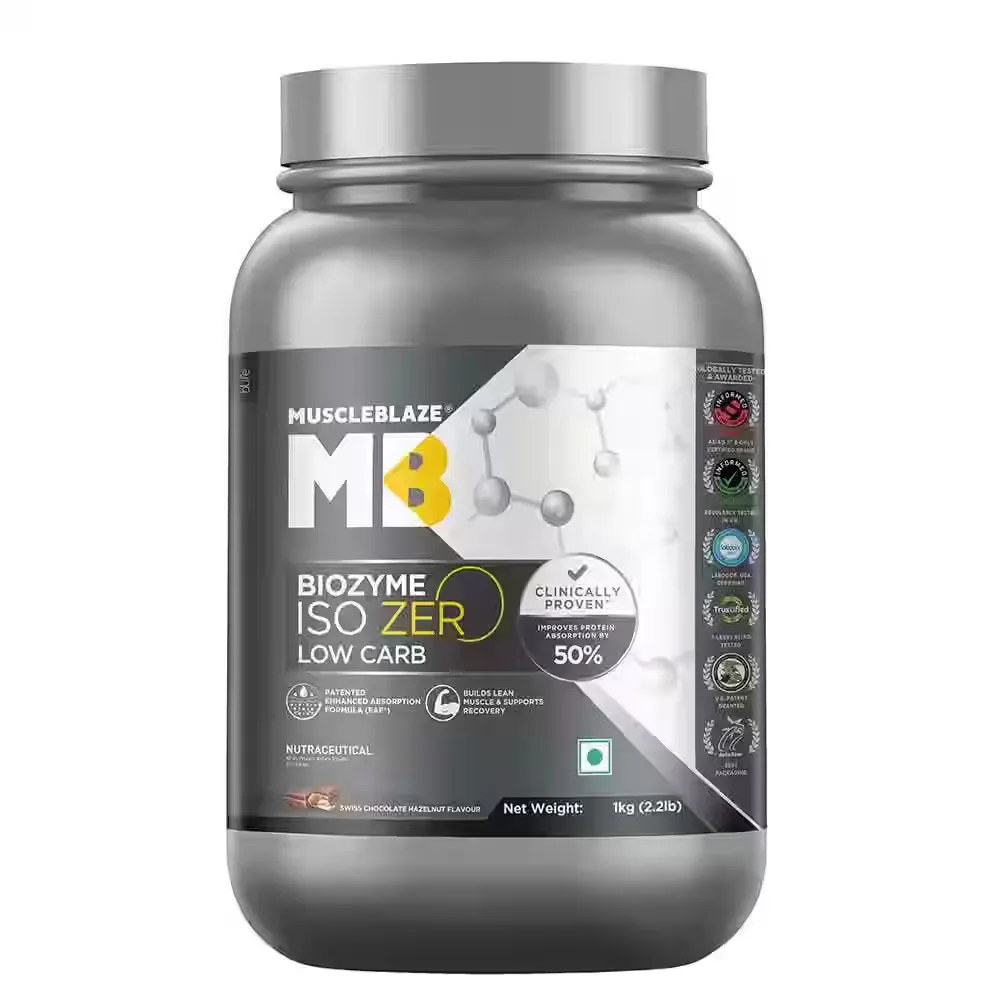 MuscleBlaze Biozyme Iso Zero (Swiss chocolate hazelnut, 1 kg)