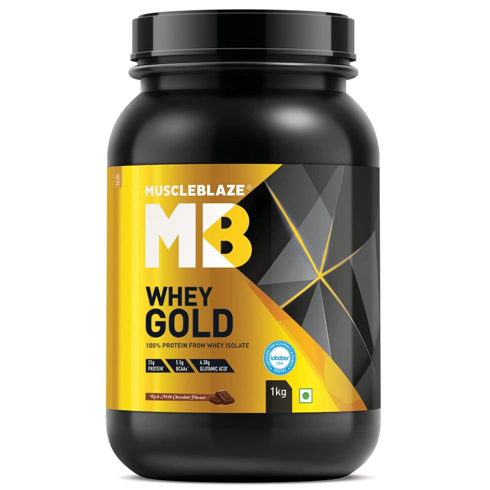 MuscleBlaze Whey Gold Isolate (Rich Milk Chocolate, 1 kg)