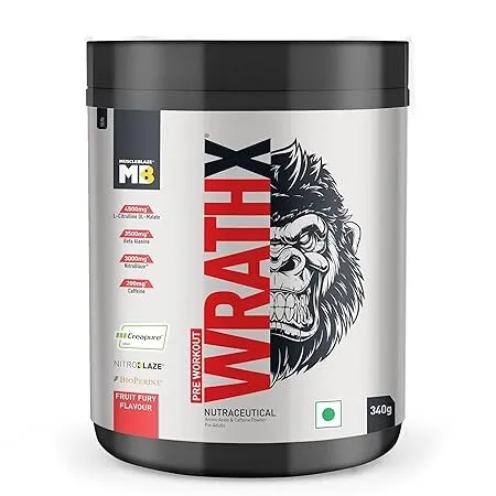 MuscleBlaze WrathX Pre-Workout (Fruit Fury, 340gm)