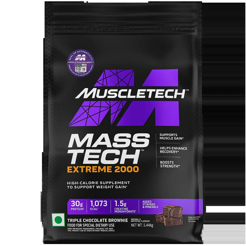MuscleTech MassTech Extreme 2000 Gainer (Triple Chocolate Brownie, 3kg)